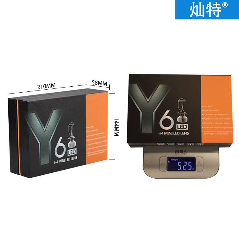 Y6D H4双光透镜大灯 超亮强聚光远近光一体h4改装汽车LED车灯灯泡