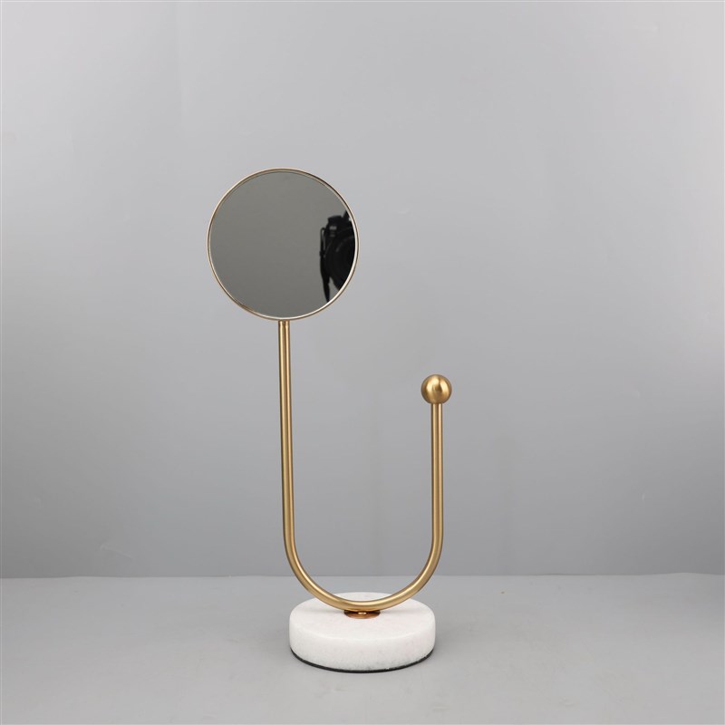 简约现代大理石金属U形镜子梳妆台客厅卧室办公S室书房家居装饰品