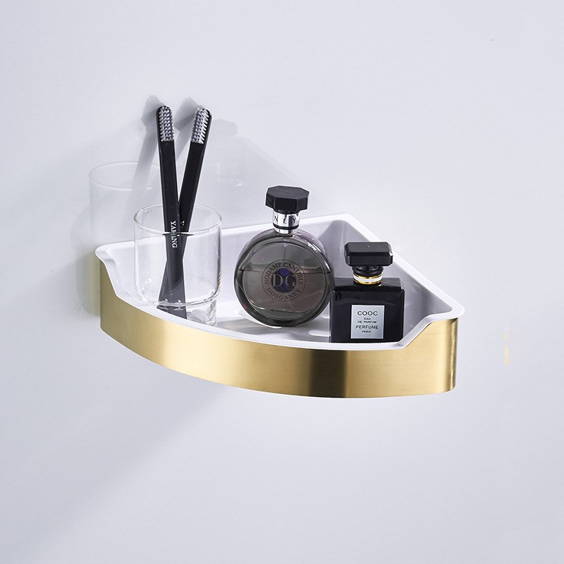 浴室角架304不锈钢厕所单层y金色网篮转角架卫生间三角篮置物架