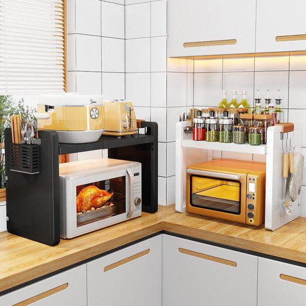可伸缩微波炉置物架家用筷子笼双层台面桌面烤箱微波炉收纳置物架,厨房/烹饪用具,微波炉置物架,淘宝优惠券,粉丝福利购,淘宝优惠卷