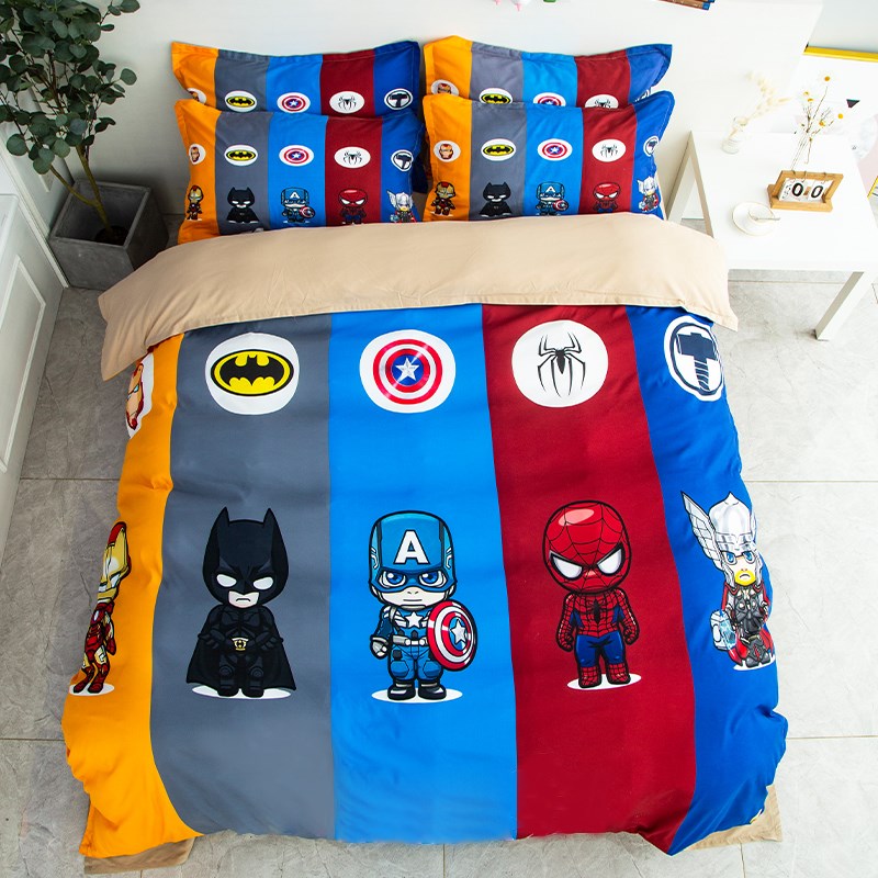 漫威卡通儿童四件套非全棉蜘蛛侠被套床单1.2Om三件套学生宿舍套