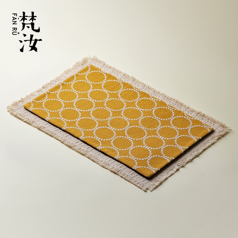梵汝简约创意防水茶席垫q子两件套茶桌面垫布棉麻桌布干泡台茶席