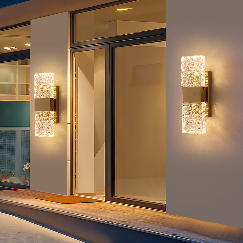 水晶壁灯室外露台大门两侧外墙花园背景I墙装饰户外防水别墅庭院