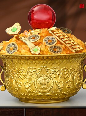 纯铜聚宝盆摆件招财玄关铜盆聚财居客厅M店铺洒柜礼品铜聚宝盆