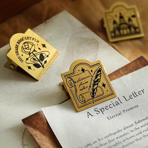 黄铜夹子tn手帐夹金属票据夹复古做旧旅行笔记装饰夹板夹