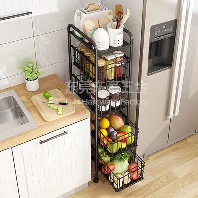 厨房置物架带轮窄缝架细缝置物架夹缝冰箱角落饮料移动收纳架