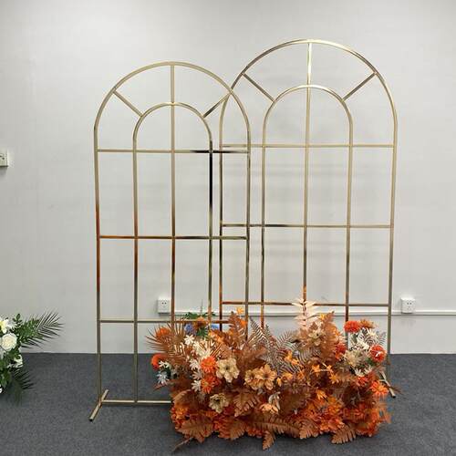 婚庆道具铁艺装饰拱形门森系婚礼场景布置舞台背景架子网格屏风