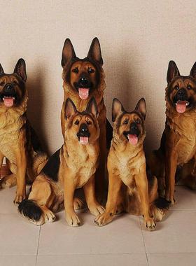 创意家居装饰仿真动物德牧摆件狼狗玻璃钢雕塑仿真狗摆件