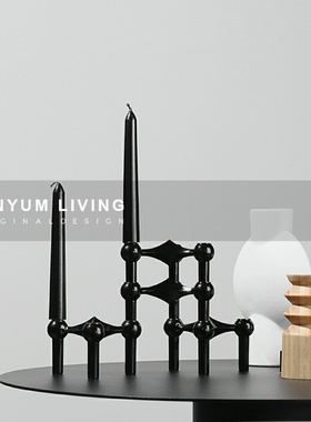 现代轻奢金属三角烛台创意软w装饰品桌面烛插样板房间售楼处摆件