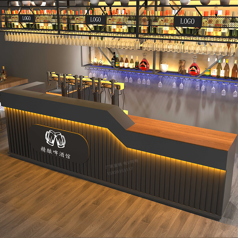 酒吧台球厅吧台桌复古工业风x前台接待台酒馆餐厅烧烤店转角收银