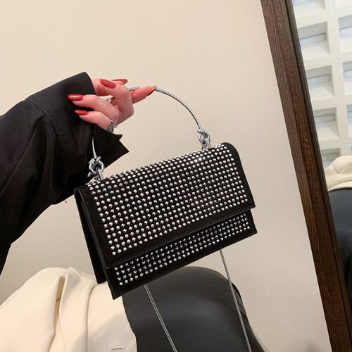 Simple Casual Diamond Square Bag 2025 Summer Shiny Chain Han