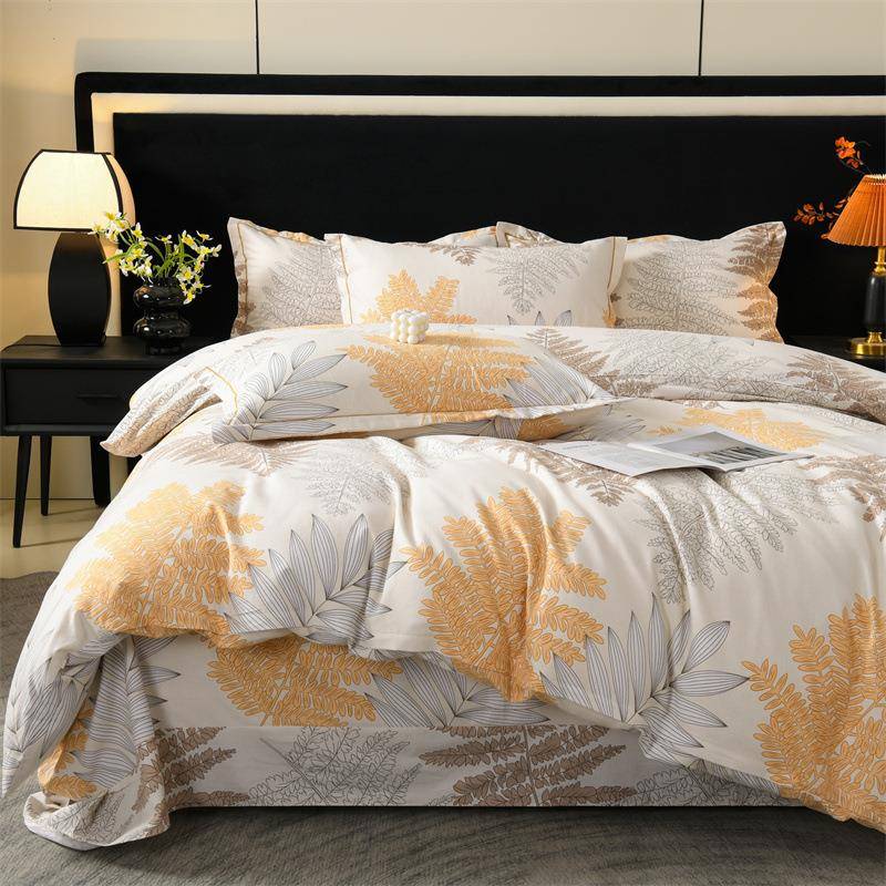 简约加厚秋冬全棉印花磨毛四件套纯棉床单被套床上用品南通家纺