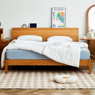 一刻木器实木床北欧卧室单双人樱桃木床日式1.5简约1.8米主次卧床