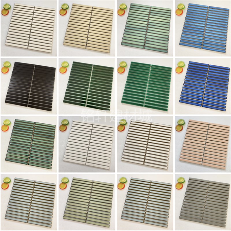 网红细长条形马j赛克窑变瓷砖卫生间背景墙砖吧台圆弧包柱子筷子