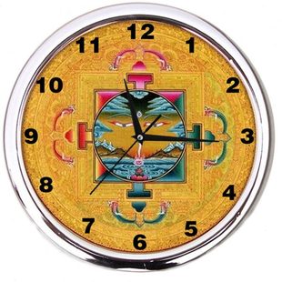 12英寸时钟般若法眼曼扎拉眼睛护法坛城挂钟圆形时尚简约钟表静音