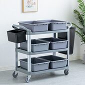 商用多功能餐厅送餐车酒店收餐车摆摊小推车塑料移动饭店收碗车