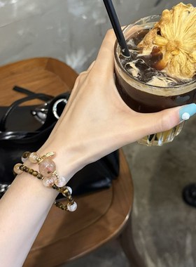 日进斗金虎眼石 B黄塔晶 双圈水晶手链