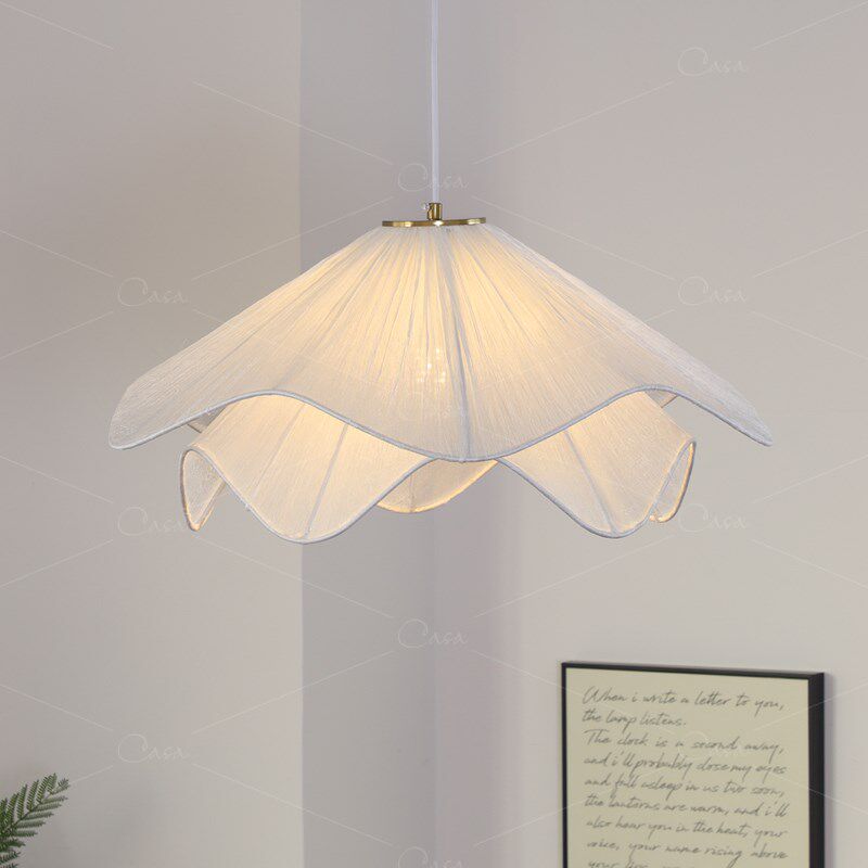 法式浪漫主卧室轻纱花瓣吊s灯中古餐厅奶油风客厅书房布艺灯 casa