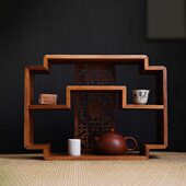黑胡桃木茶壶茶杯架子茶具收纳柜实木桌面展示架博古架小型置物架