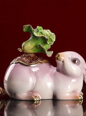 福兔百财招财铜兔摆件纯铜兔年生肖玄关办K公室电视柜乔迁送礼装