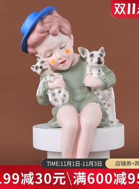 创意小男孩可爱摆件儿童房卧室装饰品少女M心桌面摆设生日礼物轻