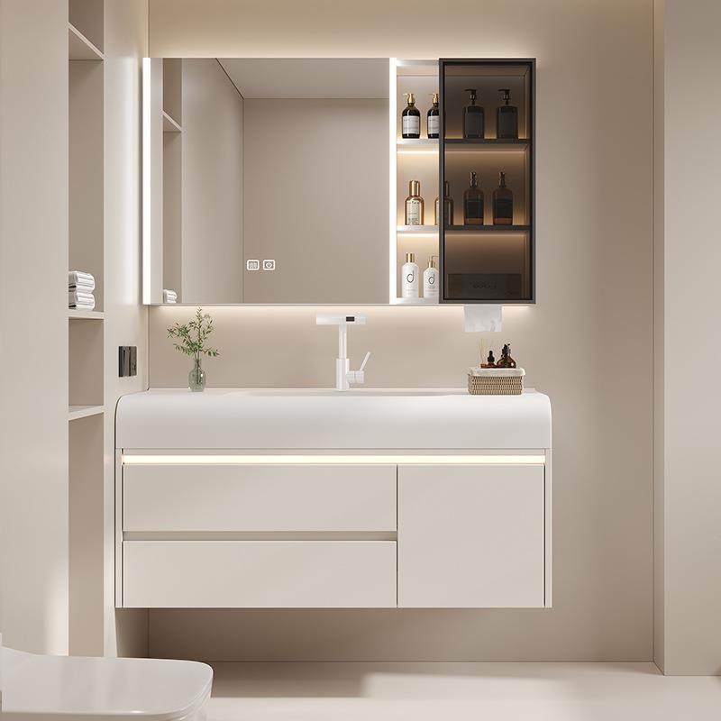 奶油风简约智能实木轻奢肤感一体卫生间浴室柜镜柜组合洗漱台盆,纺织面料/辅料/配套,纺织机械配件,淘宝优惠券,粉丝福利购,淘宝优惠卷