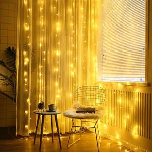 饰 饰灯led星星灯串灯带节日装 窗帘灯暖白瀑布3 3米彩灯串灯装