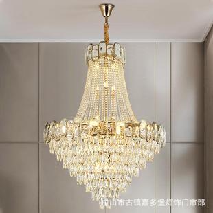 客厅水晶吊灯奢华大气别墅复式楼中楼餐厅吊灯现代楼梯挑空吊灯