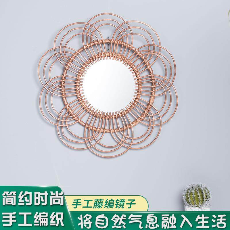 藤编装饰镜供应手工编织梳妆台创意化妆镜圆镜民宿客厅墙面壁挂,纺织面料/辅料/配套,纺织机械配件,淘宝优惠券,粉丝福利购,淘宝优惠卷