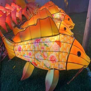 厂家年年有鱼花灯制作商业广场春节美陈购物中心元 饰 宵节装