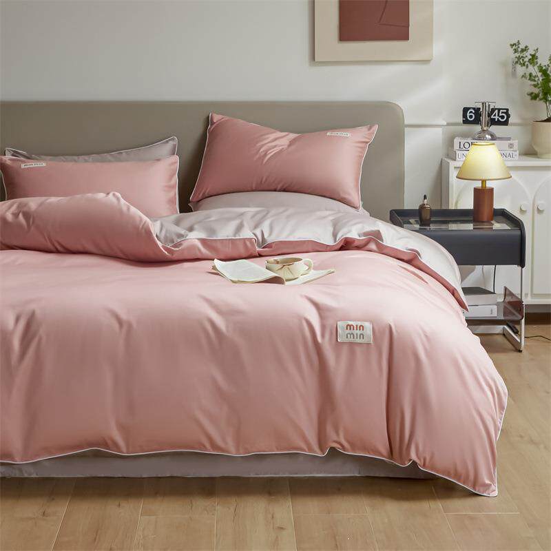 轻奢60S长绒棉4件套高端滚边撞色简约纯棉耐磨耐用单双人床品套件