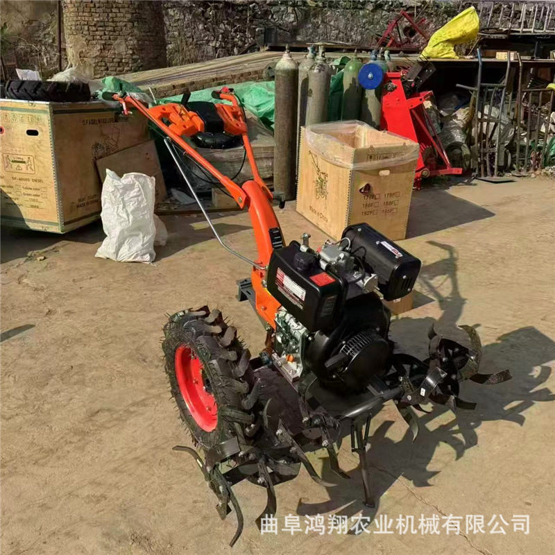 两驱微耕机电启动柴油大马力耕地机犁田机硬地深翻开荒小型旋耕机