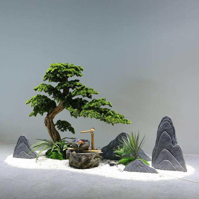 仿真松树新中式迎客松假树绿植落地摆件玄关装饰造景室内楼梯景观