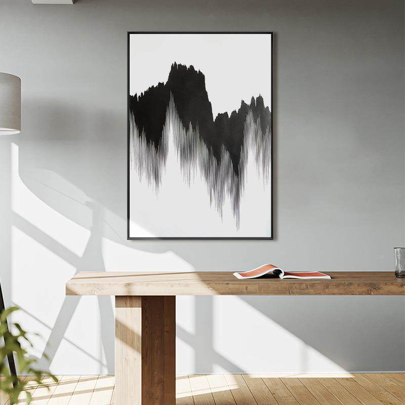 墨山雾影现代抽客象厅装饰户画象创QX202204意抽中式入壁画玄关民