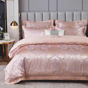 欧式 纯棉贡缎提花四件套全棉双人床单被套刺绣1.8m2.0米床上用品
