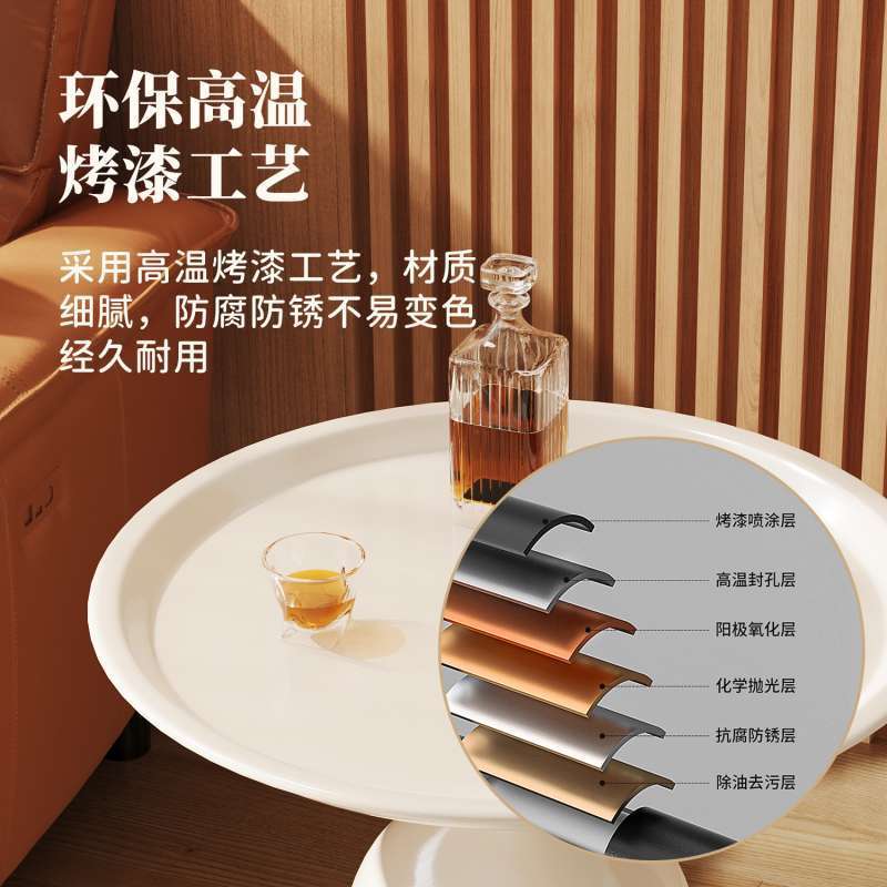 茶几客厅家用创意沙发边几轻奢设计感铁艺小户型圆桌床头柜替代品