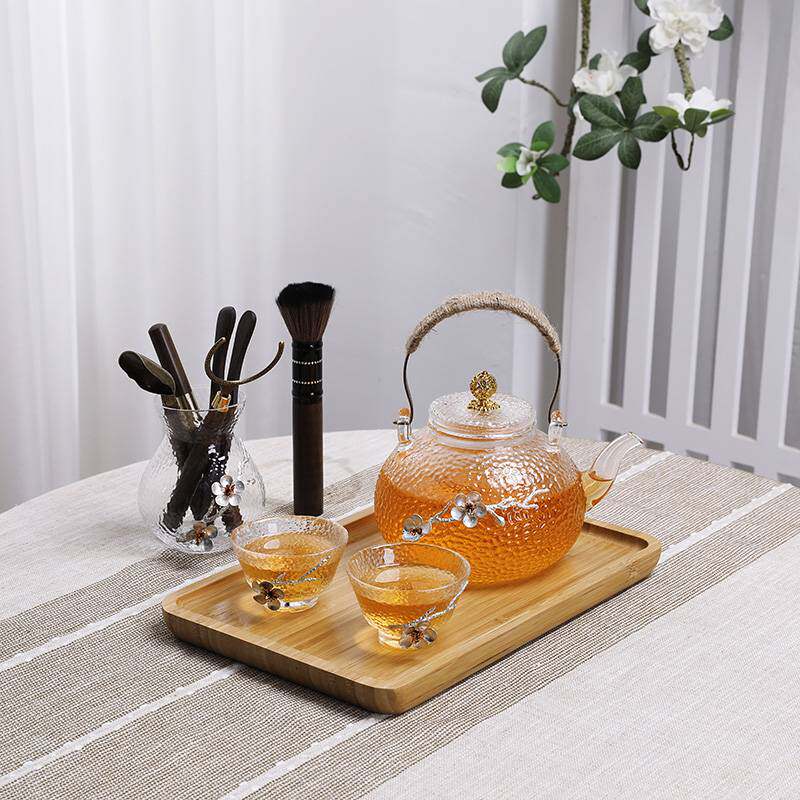 ?日式花草茶具套装带过滤养生花茶壶蜡烛加热煮茶炉餐厅水果泡茶