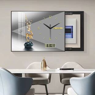 ?现代轻奢电表箱装饰画带钟表免打孔2025新款电闸盒配电箱遮挡挂