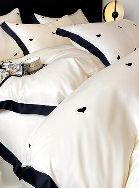 K152025新款夏季床上用品公主风冰丝四件套丝滑裸睡被套床单三件