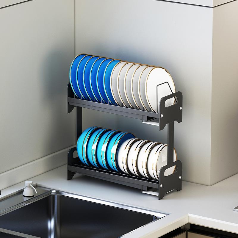 厨房置物架不锈钢04沥水碗架窄小款水池边碟双层PLL窗台碗3收纳架