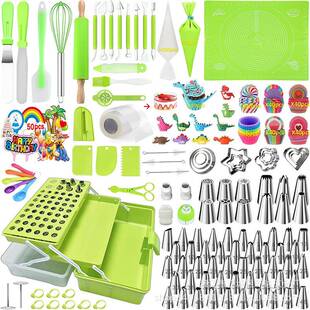 亚马逊488件套蛋糕工具 蛋糕装饰裱花套装 烘焙裱花嘴 三层收纳盒