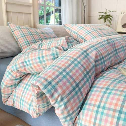 2025新款A类全棉色织水洗棉系列四件套1.5m床单款被套纯色