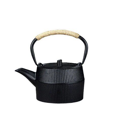 艺贝子新中式提梁铁壶扁形茶壶摆件茶具博古架茶室书房软装饰品