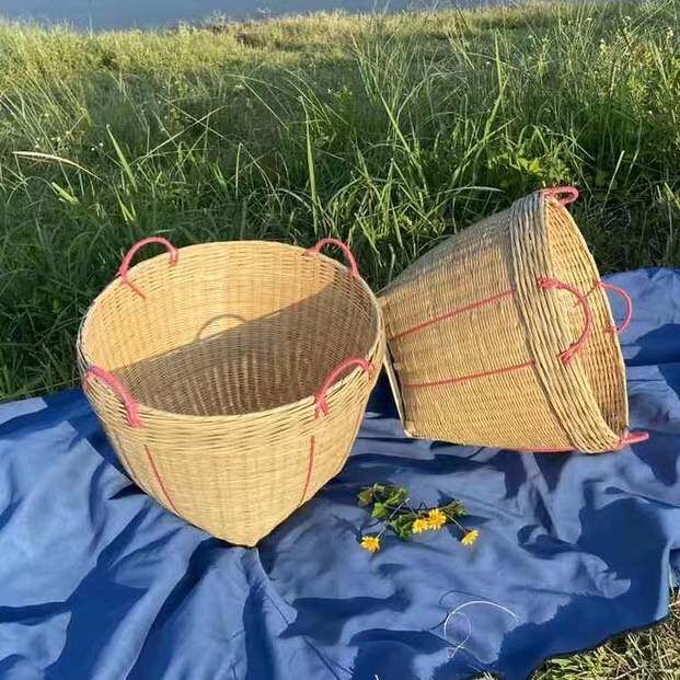 大号箩筐竹编制品簸箕结婚喜庆箩淘米筐粮食稻谷箩竹篓手工扁担筐