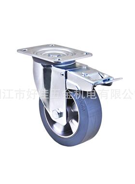 450公斤承重150X50好欧洲款铝芯静音双轴承灰色橡胶双刹脚轮