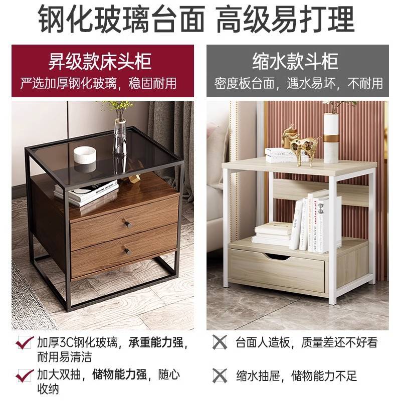 床头柜简约现代家用卧室置物架轻奢收纳柜新款客厅创意边几