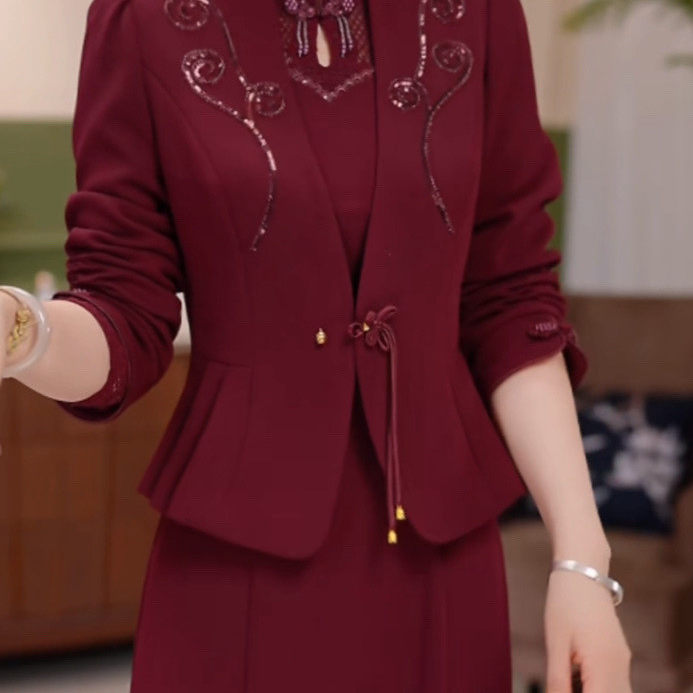琉璃软精纺外套礼服裙时尚套裙2026秋季新款修身显瘦气质套装裙