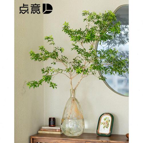 水墨飘点玻璃花瓶撞色流彩装饰摆件小口径水养鲜花干枝艺术花器