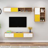 定做电视墙柜客厅储物挂柜北欧风格 壁柜电视背景墙吊柜组合