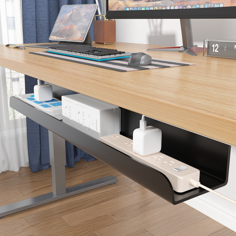 桌底置物架d收纳架排插收纳槽电线收纳篮桌下理线槽桌底插线板收